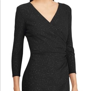 Metallic Knit Surplice Dress